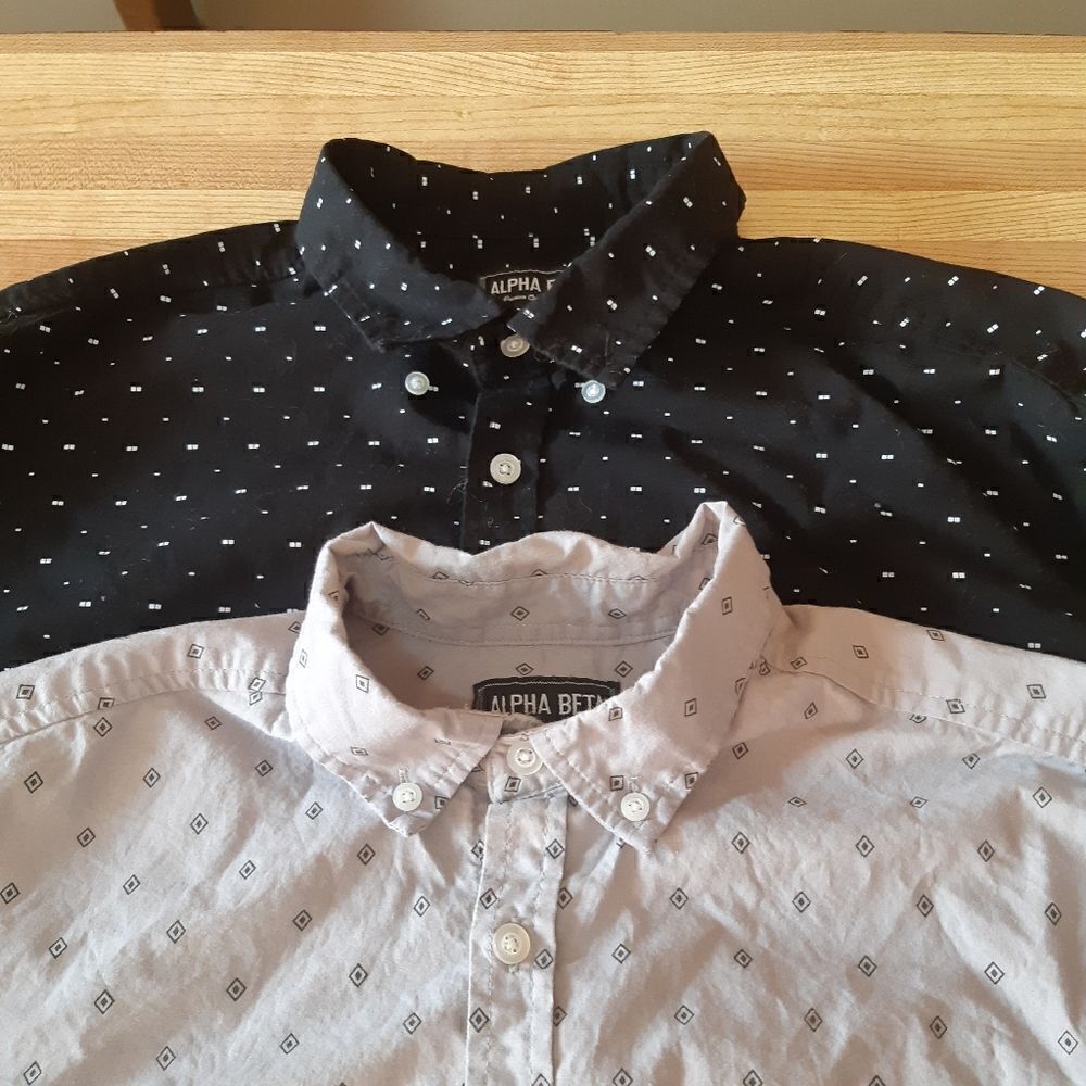 Lot of 2 Alpha Beta Button-Down Dress Shirts